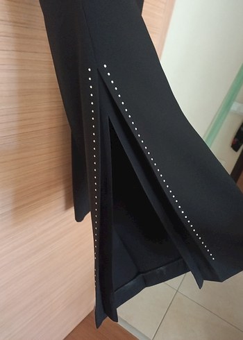42 Beden siyah Renk Siyah Kadın Kumaş Pantolon, Normal Kesim, Midi Boy