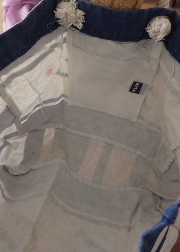 Püsküllü Mavi Bohem Plaj Çantası - Görsel 2