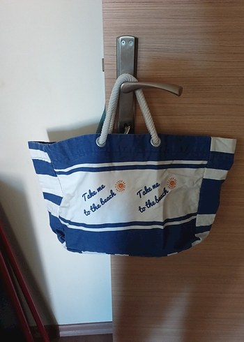 Püsküllü Mavi Bohem Plaj Çantası - Görsel 3