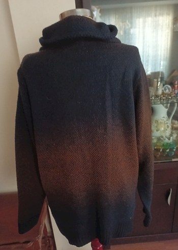 Kahverengi Yüksek Yakalı Örgü Kazak - Görsel 3