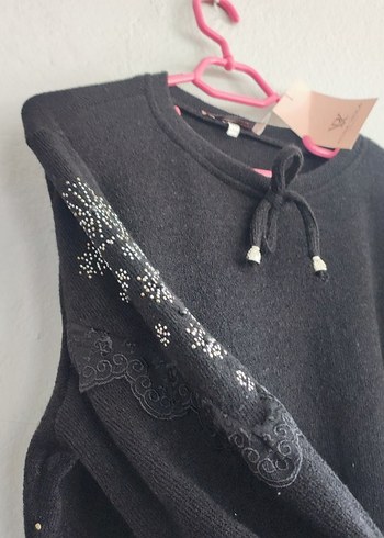 Siyah Uzun Kollu Örgü Kadın Kazak - Görsel 3