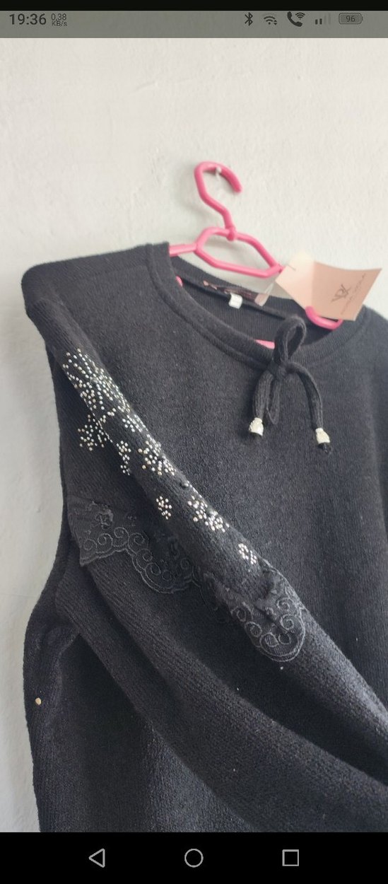 Siyah Uzun Kollu Örgü Kadın Kazak - Görsel 3