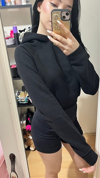 Crop kapüşonlu sweat