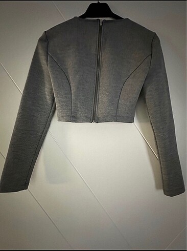38 Beden gri Renk Twist Gri Crop Top