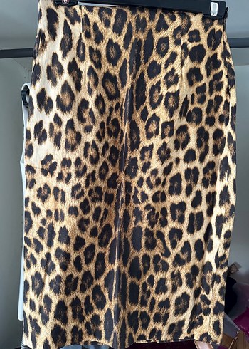 Zara Leopar Desenli Midi Kalem Etek