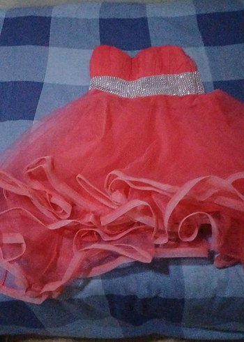 Kız Çocuk Straplez Mini Pembe Fırfırlı Elbise