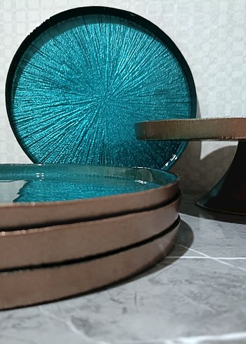 Parlak Turkuaz Çağdaş Tabak Seti - Görsel 2