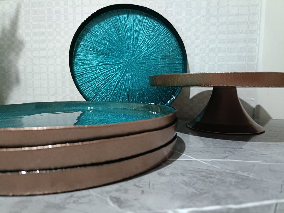 Parlak Turkuaz Çağdaş Tabak Seti - Görsel 2