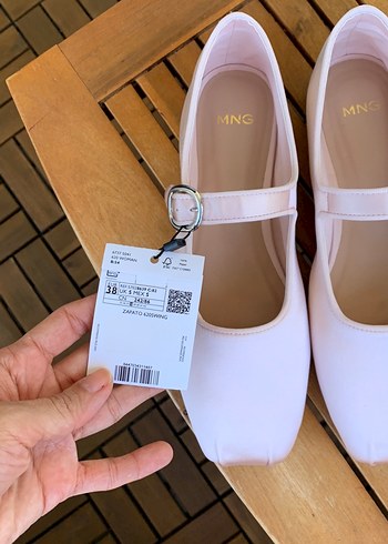Mango Pudra pembe Tokalı Blok Topuklu Kadın Babet