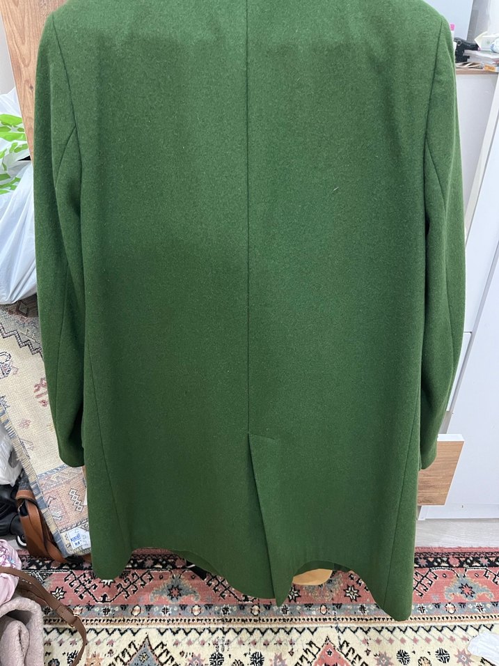 Düğmeli Yeşil Kadın Yün Kaban - Görsel 2