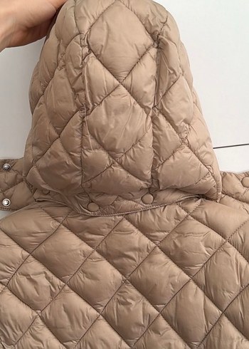 Bej Kapitone Kadın Mont Fermuarlı - Görsel 3