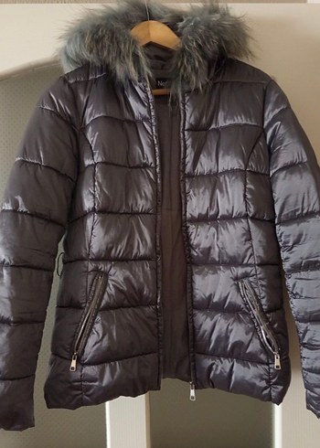 Gri Kürklü Kadın Midi Kaban - Görsel 2