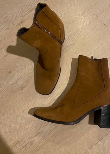 Kahverengi Süet Kadın Topuklu Bot - Görsel 3