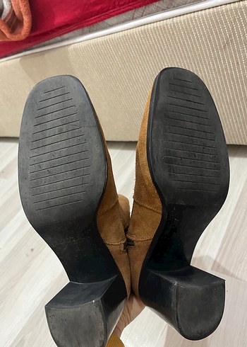 Kahverengi Süet Kadın Topuklu Bot - Görsel 5