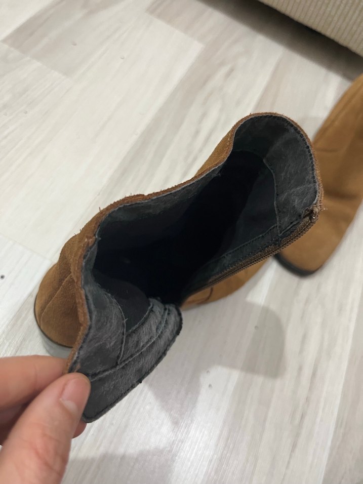 Kahverengi Süet Kadın Topuklu Bot - Görsel 4