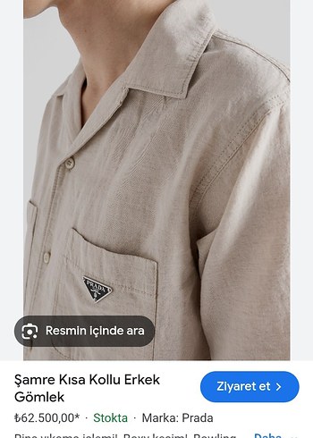 tek beden Beden ten rengi Renk Orijinal PRADA Bej Düğmeli Erkek Keten Gömlek
