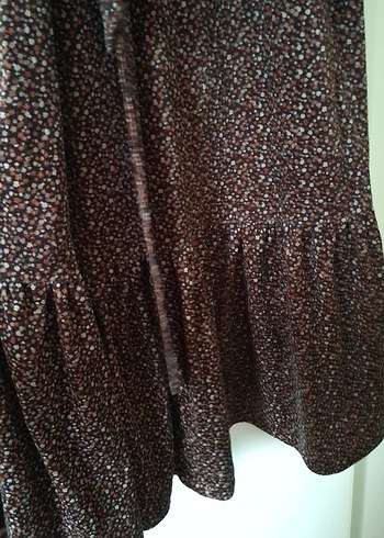 Kahverengi Uzun Rahat Kesim elbise kışlık - Görsel 2