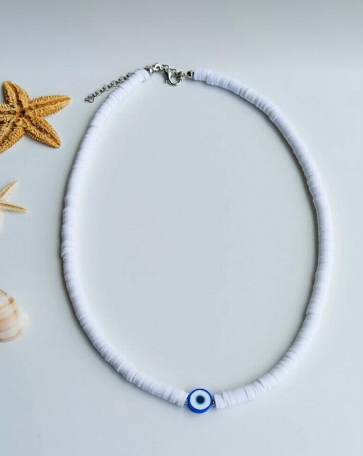 Beyaz Boncuklu Bohem Midi Kolye - Görsel 2