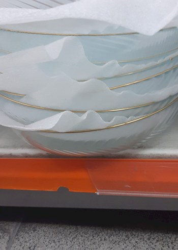 Altın Kenarlı Cam Büyük Tabak Sunum Salata vs - Görsel 2