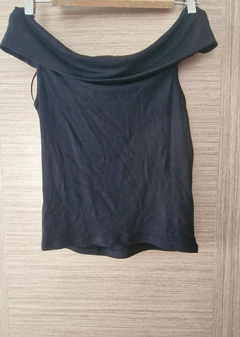 Siyah Kayık Yaka Kolsuz Crop Top