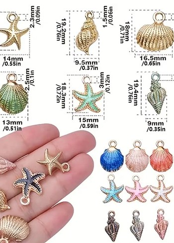 Deniz Temalı Çok Renkli Kadın Charm Seti 5li satılır - Görsel 2