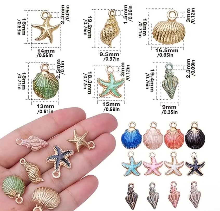 Deniz Temalı Çok Renkli Kadın Charm Seti 5li satılır - Görsel 2