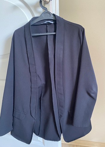 Siyah Kadın Keten Blazer Ceket