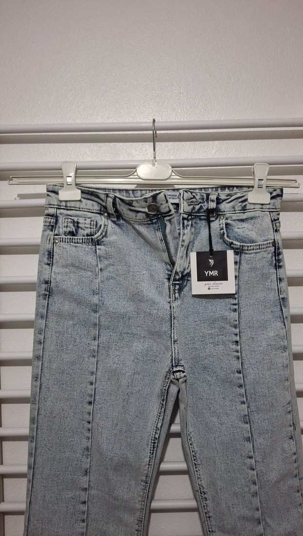 Kadın Gri Regular Fit Midi Denim Pantolon - Görsel 3