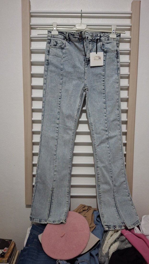 Kadın Gri Regular Fit Midi Denim Pantolon - Görsel 2
