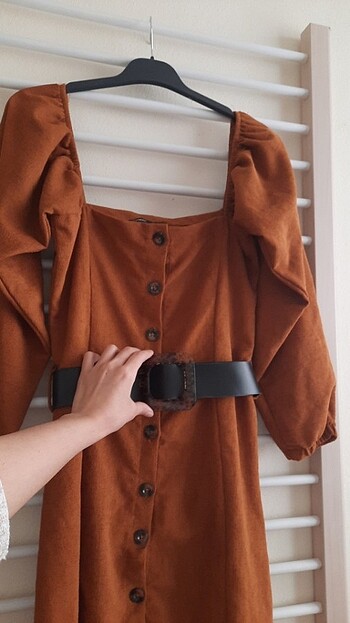 Balon kol kadife elbise / Prenses kol elbise - Görsel 7