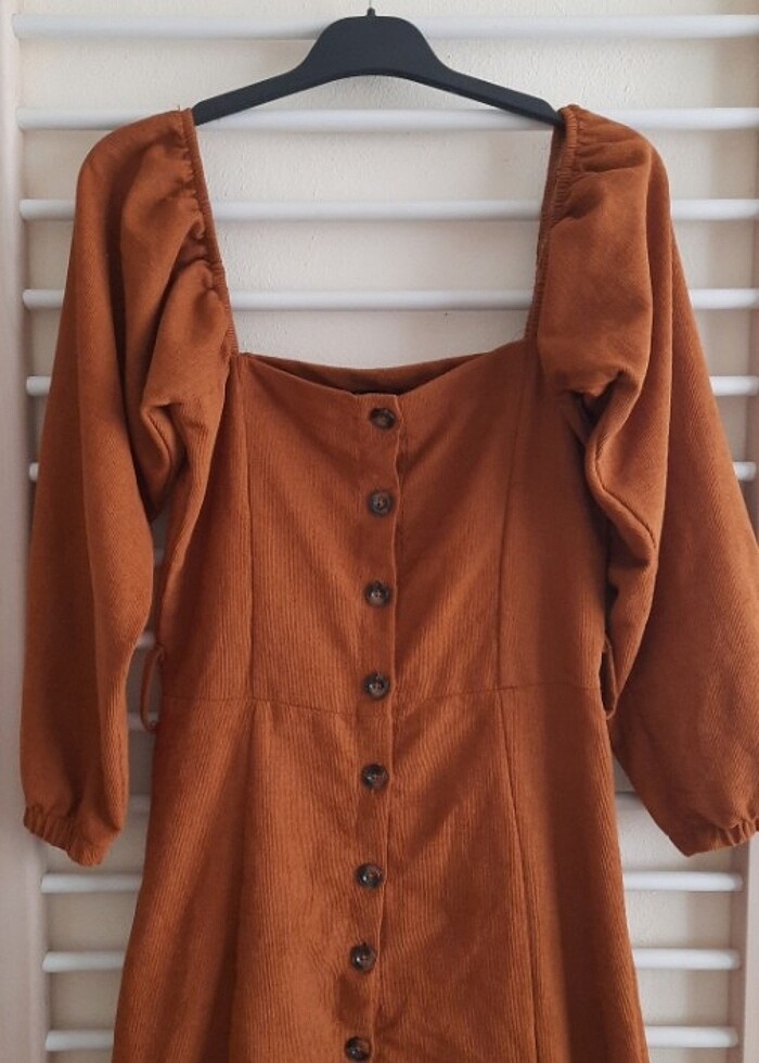 Balon kol kadife elbise / Prenses kol elbise - Görsel 3