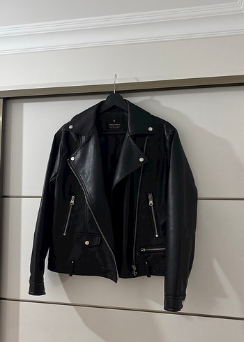Kadın Siyah Deri Biker Ceket
