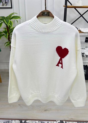 Nakışlı, Bisiklet Yaka, Uzun Kollu  Kazak - Görsel 3