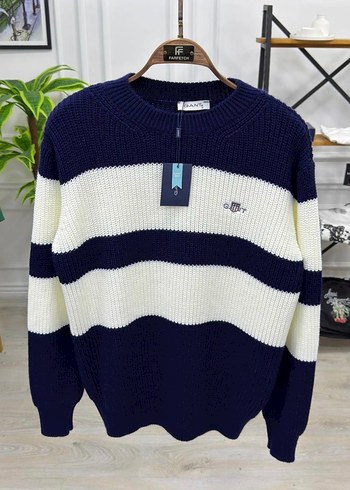 Erkek Siyah Beyaz Çizgili Örgü Kazak - Görsel 3