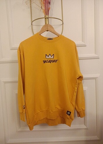 l/xl Beden altın Renk Basquiat unisex sweatshirt 