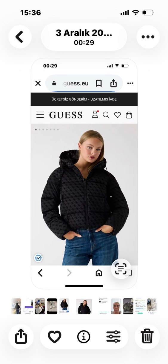 Guess Orjinal 36 beden siyah mont - Görsel 5