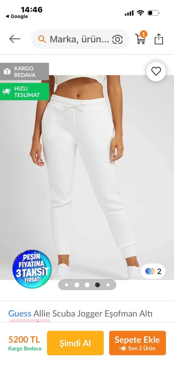 Guess Orjinal L beden beyaz eşofman altı - Görsel 4