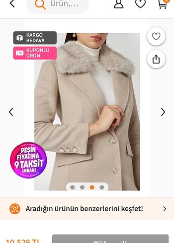 Guess Orjinal 40 beden, bej renk kaban - Görsel 7