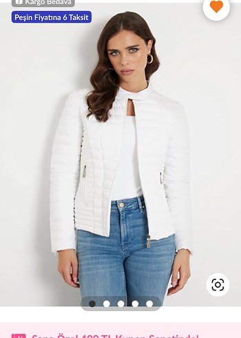 Guess Orjinal beyaz M şişme mont - Görsel 8