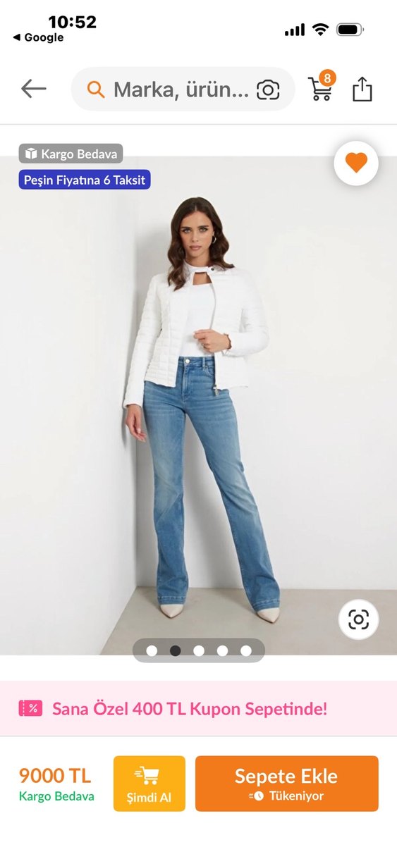 Guess Orjinal beyaz M şişme mont - Görsel 3