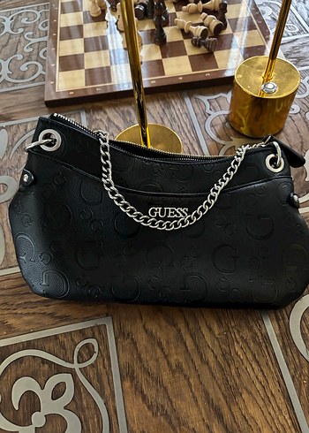 Zincir Detaylı Siyah Guess Deri Kadın Çanta - Görsel 4