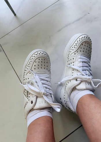 Guess Orjinal platform topuk38 numara beyaz spor ayakkabı - Görsel 8
