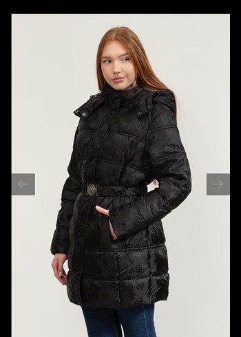 Guess kadın Orjinal siyah mont - Görsel 4