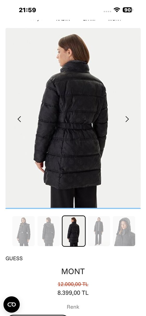 Guess kadın Orjinal siyah mont - Görsel 2
