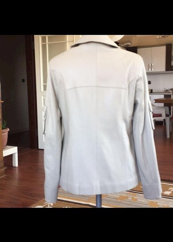 Kadın Bej Deri Kemerli Ofis Ceketi - Görsel 2