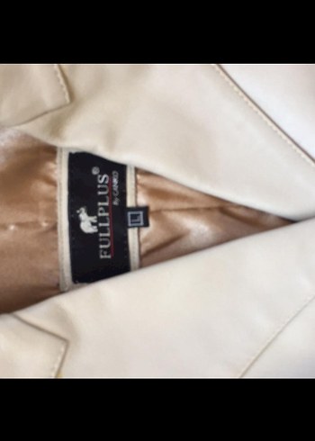 Kadın Bej Deri Kemerli Ofis Ceketi - Görsel 4