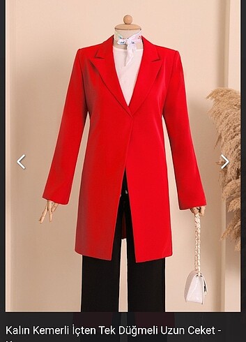 uzun kruvaze kırmızı blazer ceket