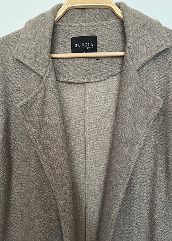 Düğmesiz Uzun Kahverengi Kadın Palto - Görsel 2