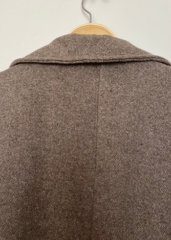 Düğmesiz Uzun Kahverengi Kadın Palto - Görsel 6