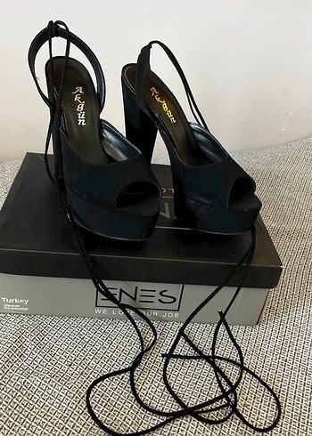 38,5 Beden siyah Renk Siyah Bağcıklı Gotik Stiletto Topuklu Ayakkabı